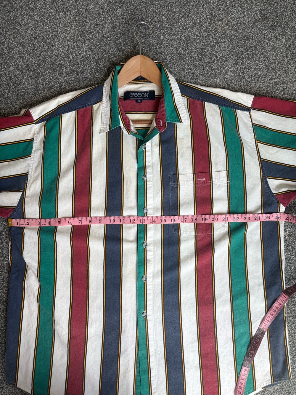 Vintage Sasson 90s Butter Mom Striped Oversized Button Up Shirt Colorblock XL - Picture 7 of 10